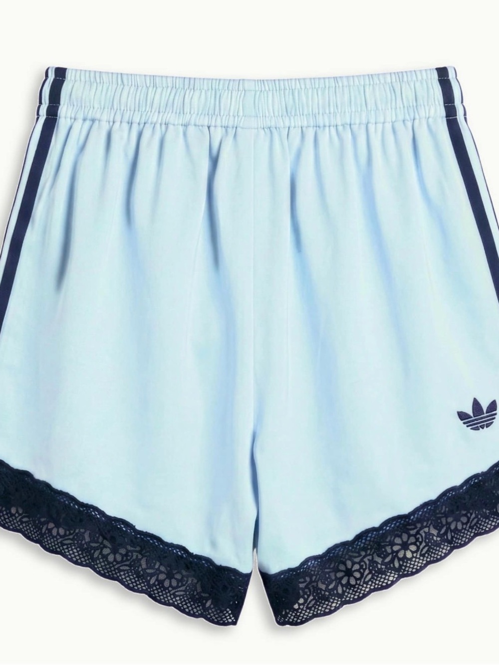 adidas Originals × ASOS shorts with lace hem in pale blue